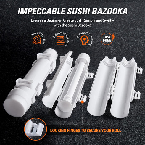 ISSEVE Sushi Making Kit, Sushi Bazooka Maker with Bamboo Mats, Chopsticks, Paddle, Spreader, Knife, DIY Roller Machine