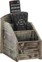MyGift Rustic Torched Wood Remote Control Holder for Table, 3 Compartments, Living Room Organizer