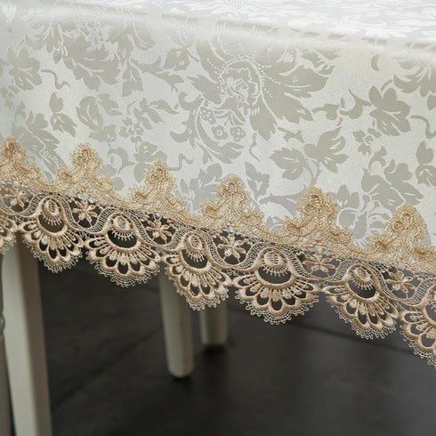 ZHUIDUSI Summer Fabric Tablecloth Lace Outdoor Table Cloth Rectangle Table Farmhouse Picnic TableCover for Rustic