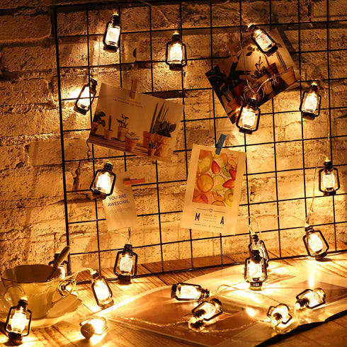 2 Set 9.8ft 40 Lantern String Lights of LED Lights Halloween Mini Lantern String Light Western Kerosene Light Rustic