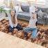 2x10 Super Soft Fluffy Living Room Area Rug ft Tie-Dyed Brown Shaggy Furry Carpet Washable Non-Slip Floor Rugs Bedroom