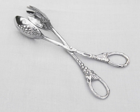 Arthur Court Designs Grape Pattern Heavy Duty Aluminum Serving Tongs, 10.5 inch Long, Polished Salad Servers