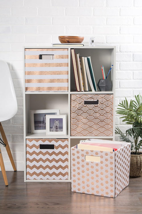DII Collapsible Polyester Storage Cube, Large Honeycomb Design, Gold