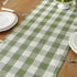 13x108 Inches Laolitou Spring Green Checkered Table Runner, Cotton Linen Gingham Table Runners, Classic Buffalo Plaid