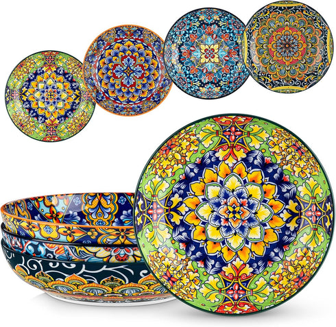 vancasso Pasta Bowls, 42 oz Ceramic Salad Bowls of 4,Large Corlorful Serving