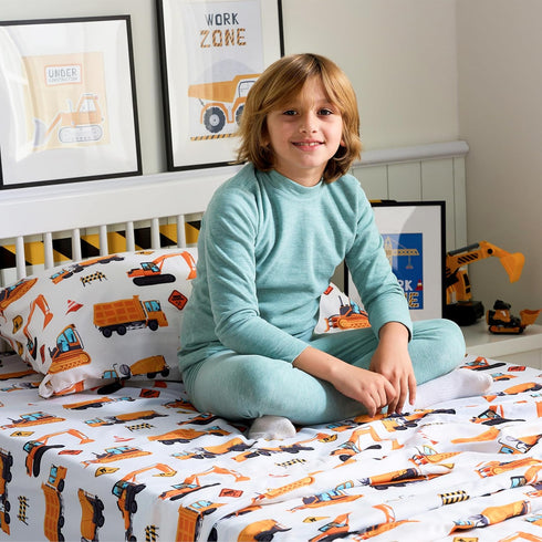 Set 3 Cozy Set, Joiedomi Kids Twin Sheet Construction Vehicle - Piece Soft Microfiber Bed Sheets - Deep Pocket Wrinkle