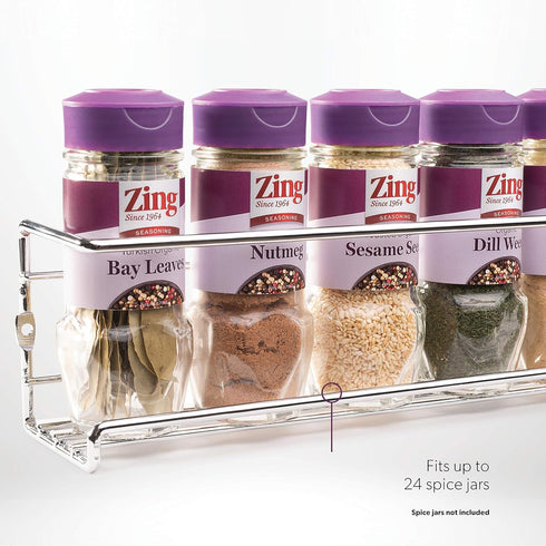 Mindspace Spice Rack Wall Mount, Set of 4 Hanging Spice & Seasoning Racks, Kitchen Storage Organizer, Chrome