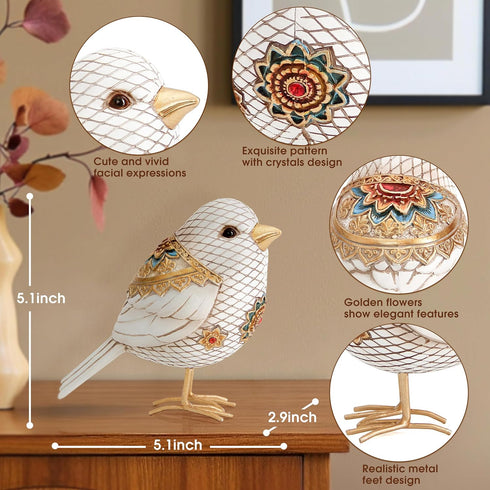 Bird Figuriens for Home Decor Accents,Boho Bird Statue Sculpture for Shelf Decor,Birds Decorations for Home Table