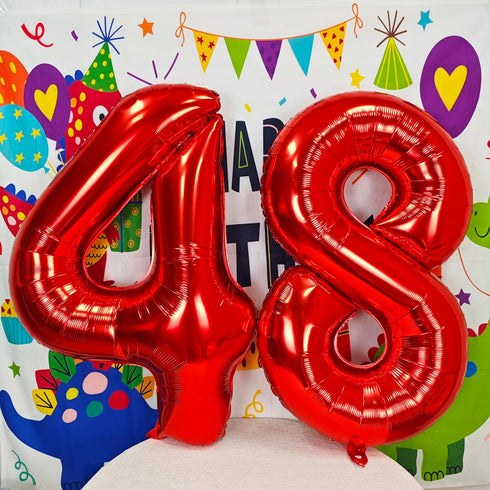 40 Inch Red Big Number 8 Birthday Party Decoration Foil Balloons for Anniversary, Wedding, Girls and Boys