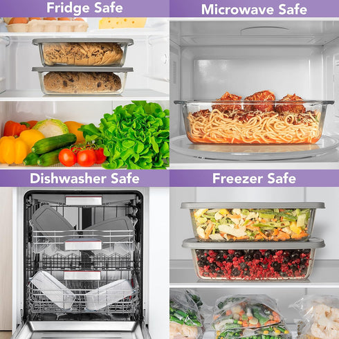 Razab LARGE 7.6 Cups Glass Loaf Pan with Lids, BPA Free Airtight Meatloaf Pan, Microwave and Oven Safe