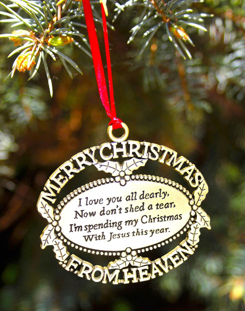 Gold Plated Keepsake Memorial Ornament with Poem, Gift Box, Christmas Tree