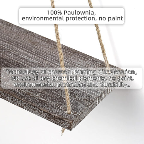 MITIME Hanging Shelves - Set of 2 Indoor Plant Shelf & Wall Hanging, Boho Style Floating Shelves