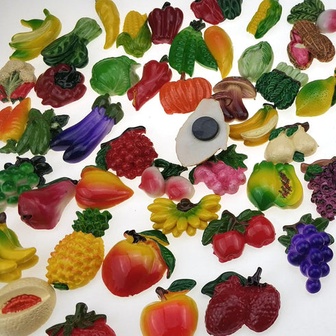 Random 12Pcs Creative 3D Resin Fruit Vegetables Fridge Magnets - Funny Cute Decoration Accessories for Office School