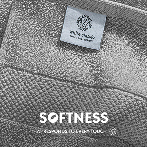 12 Set 13x13 Inches 12 Pack White Classic Light Grey Luxury Cotton Washcloths Pc - Large Hotel Style Face Towel, High