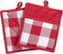 Elrene Home Fashions Farmhouse Living Buffalo-Check Pot-Holder Set, Rustic Kitchen Pot Holders, Set of 2, Red/White
