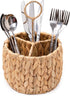 KOLWOVEN Wicker Flatware Organizer - Kitchen Utensil Holder for Countertop, Silverware Caddy with 3 Compartments