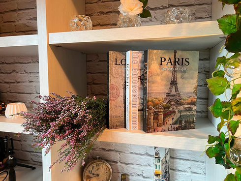 claubur Set 3. Decorative Books for Home Decor, Beautiful of Decorative Boxes, not pages inside. Libros Decorativos