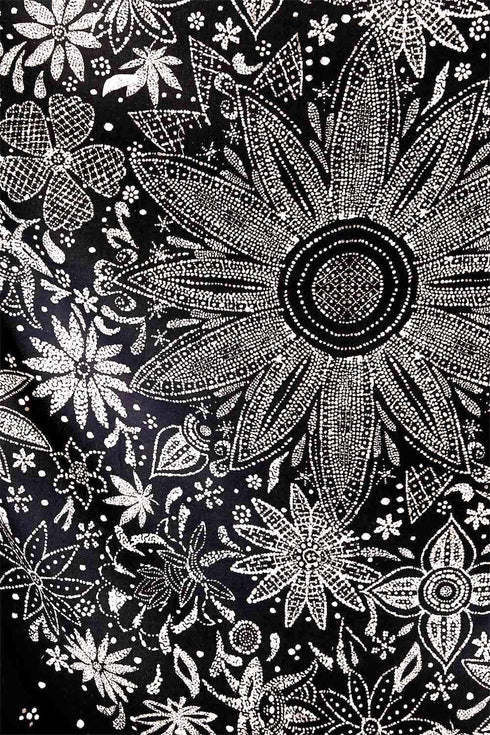 Neasow Bohemian Tapestry Wall Hanging, Black and White Floral Tapestry, 60×80 inches, Boho Decor