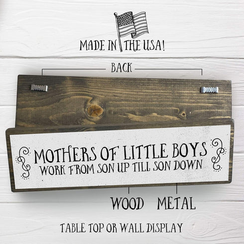Mom Wood Signs - Medium Wood And Metal for Mothers Of Little Boys