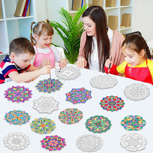 48 Set 12 Pcs Mandala Coloring Cutouts DIY Your Own Mandala Cards Mandala Painting Poster Stress Relieving Activity