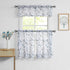 Fragrantex Blue and Grey Floral Sheer Kitchen Curtains and Valances Set for
