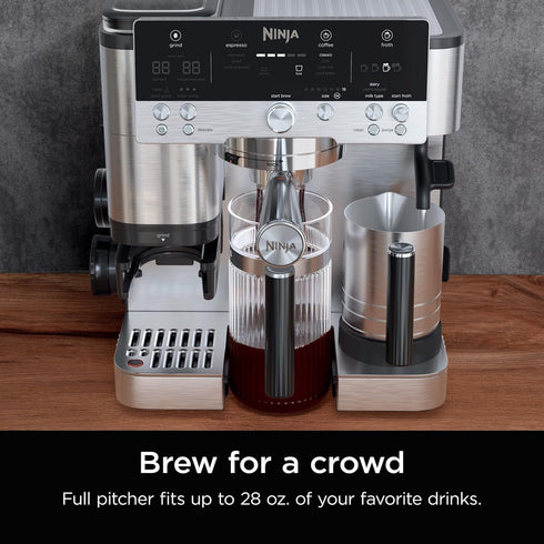 28 oz. Ninja Luxe Caf Shareable Pitcher, for Espresso and Coffee, Glass Carafe, Hot or Iced, Espresso Machine