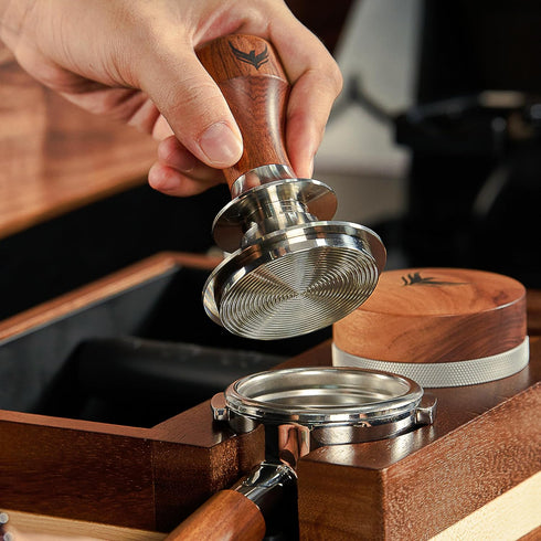 54mm Espresso Tamper for Breville Espresso Machines V2, Rosewood KNODOS Auto Leveling Double Spring Loaded Design