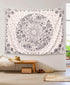 Neasow Bohemian Tapestry Wall Hanging, Beige White Floral Tapestry, 60×80 inches, Boho Hippie Home Decor