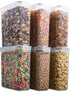 6 Pack (135.5 Oz) Airtight Cereal Food Storage Container - BPA Free Plastic Kitchen and Pantry Organization Canisters