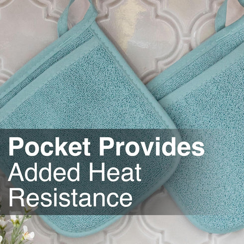 Ritz Terry Pocket Mitt & Hot Pad - 2-Pk - Durable 100% Cotton - Heat Resistant - Ergonomic Grip - Easy-Care