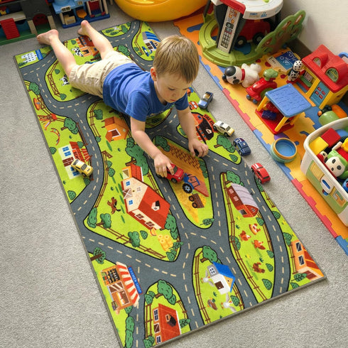 79"x39" STARUIA Washable Kids Carpet Playmat Rug for Boys Room, Large Toddler Car Rug for Kids Toy Cars, Fun Learning