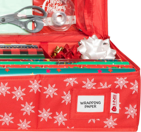 Wrapping Paper Storage Container, Fits 27 Rolls, Underbed Organizer for Gift Wrap, Ribbon, and Bows
