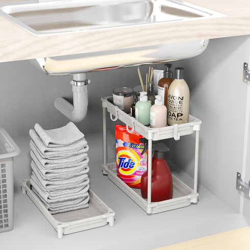 SimpleHouseware Standard Slim 3-Tier Rolling Storage Cart, White