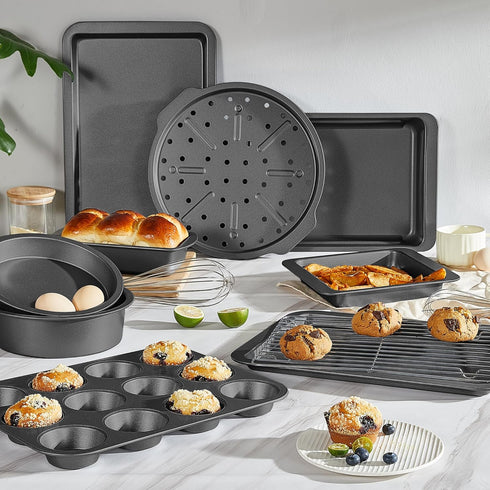 HONGBAKE Muffin Pan for Baking, Nonstick 12 Cup Cupcake Tin, 2 Pack Premium Cheesecake Pans, Dishwasher Safe - Dark Grey