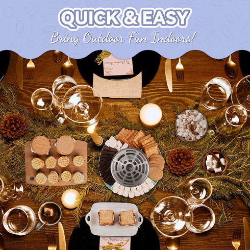 Electric Smores Maker Indoor Kit, Marshmallow Roaster with 4 Compartment Trays & Forks for Holidays and Parties