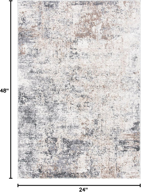 2' 4', (ASN705A) SAFAVIEH Aston Collection Accent Rug - x Ivory & Grey, Modern Abstract Design, Non-Shedding & Easy