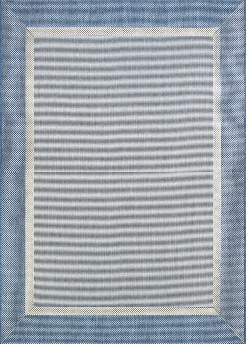 2' 3'7" Set, Couristan Recife Indoor Outdoor Rug - Stria Texture x Rectangle in Blue, Hose Washable, Low Pile, Pet- Kid