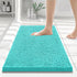 Smiry Luxury Chenille Bathroom Rugs 24x16, Extra Soft and Absorbent Shaggy Bath Mat, Non-Slip Turquoise