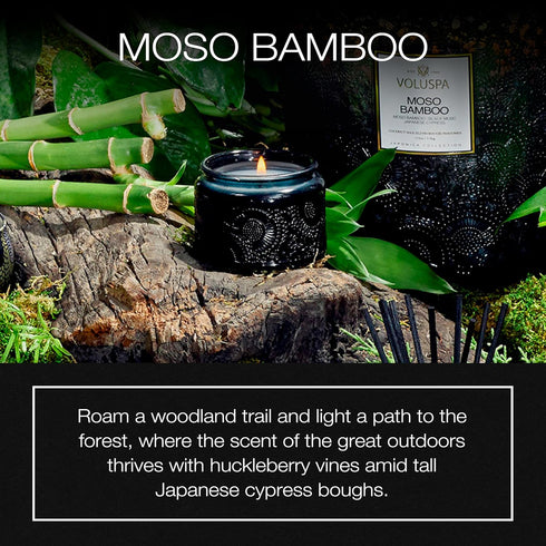 Voluspa Moso Bamboo Petite Candle Jar, 3.2 Ounce, Coconut Wax, 25 Hour Burn Time, Handcrafted in The USA