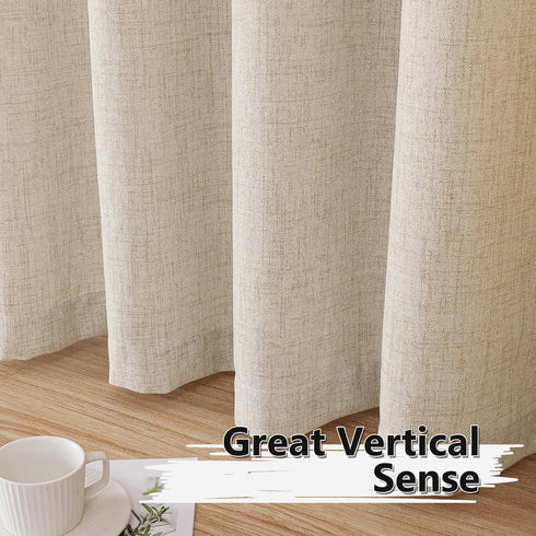 Tollpiz Linen Tier Curtain Rod Pocket, Semi Sheer Half Kitchen Curtains, Light Filtering Thick Drape, 30 x 36 inches,