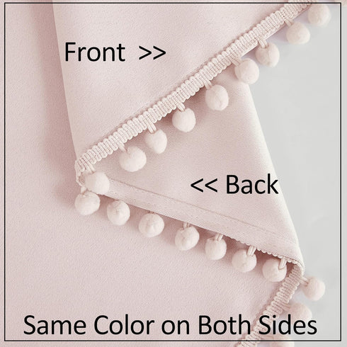 63" 2pcs Treatmentex Pom Pom Curtains for Bedroom Pink Girls Room Blackout Window Drapes Energy Efficient Thermal