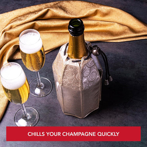 Vacu Vin Active Cooler Champagne Chiller - Reusable, Flexible Wine Bottle Cooler - Platinum, Gold - Champagne Cooler