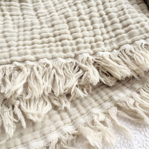 KyraHome 100% Organic Cotton Throw Blankets, Queen 90"x90", Pre-Washed Plant Dyed, Breathable Lightweight
