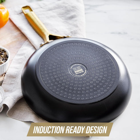 Blue Diamond Gold 10" Frying Pan Skillet, Ceramic Nonstick, PFAS Free, Induction Suitable, Dishwasher Safe