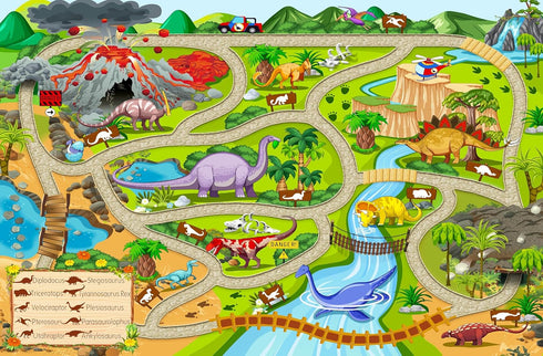Booom Jackson Dinosaur Carpet for Kids, Interactive Learning Play Rug, Non Slip