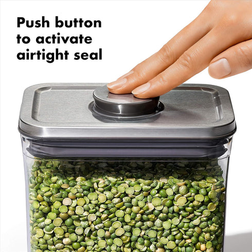 4.4 OXO Steel POP Container Big Medium Square - Qt for Flour, Sugar and More,Grey