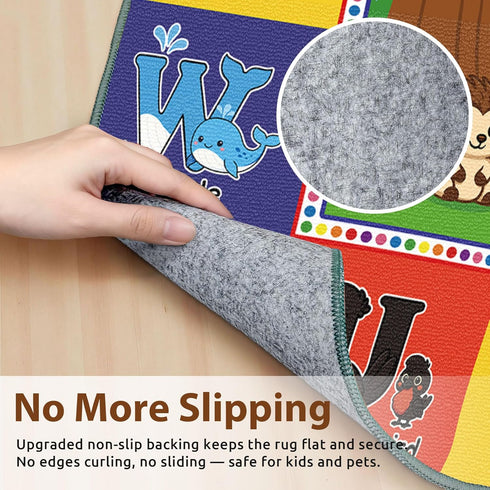 2x3 24"x40" Upgrade Ultra Non Slip ABC Rugs for Kids Playroom, Small Washable Alphabet Floor Play Mat for Toddlers