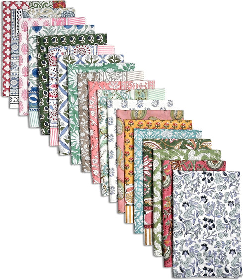 Set 12-16 x28 100% Ridhi Mix Hand Block Print Cotton Kitchen Towel of Ultra Absorbent Quick Dry Cotton Dish Towels