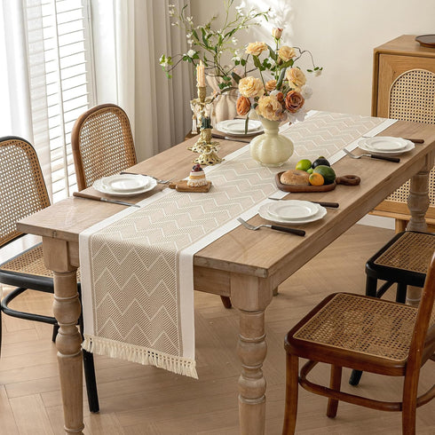 83 Inches,Waterproof Table Runners Boho Table Runner with Tassel Fringe,Table Runner for Party Coffee Table