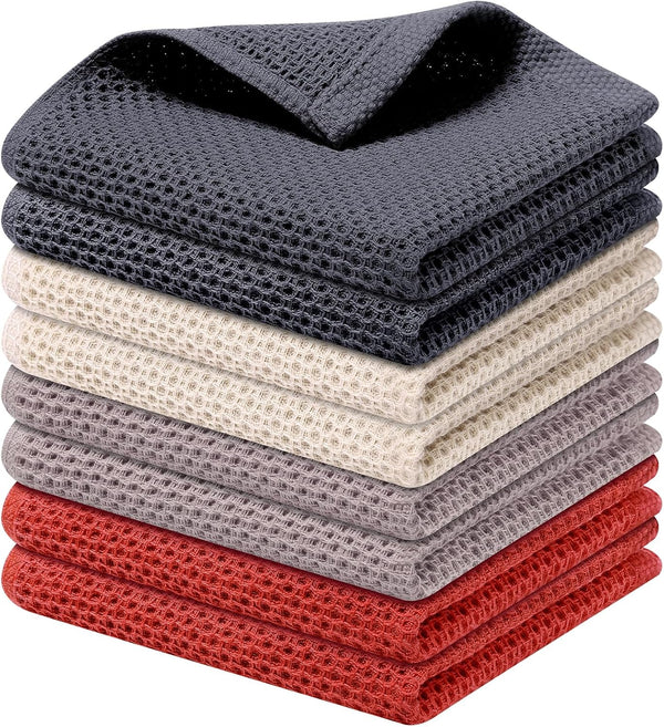 Kitinjoy 100% Cotton Kitchen Dish Cloths, 8 Pack Ultra Soft Absorbent Dish Towels, 12 X 12 Inch